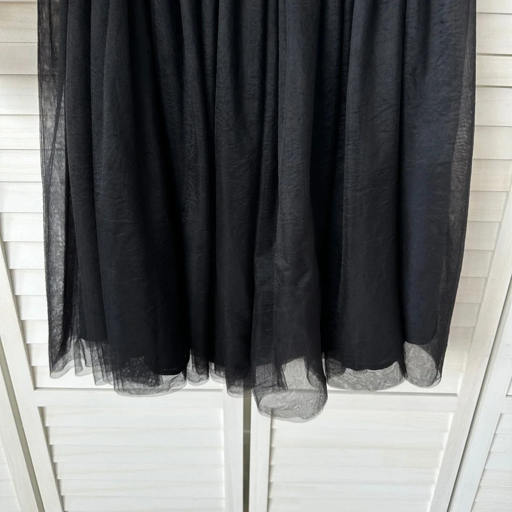 New Eloquii Studio‎ Black Tulle Skirt Elastic Waist Midi Lined Party Size 16